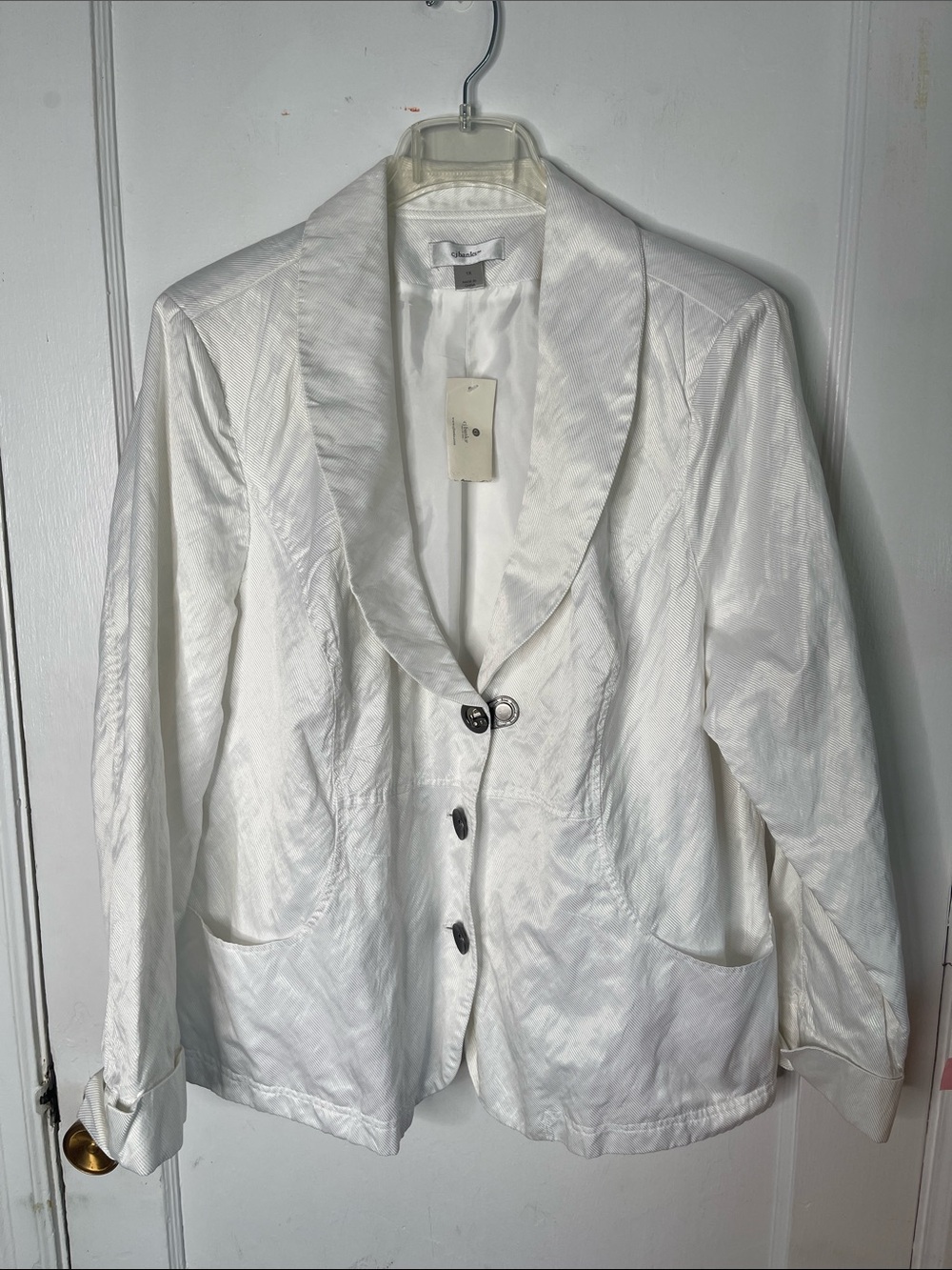 CJ Banks 1X White Crinkle Blazer Jacket Top Women’s Plus Size Office Wedding